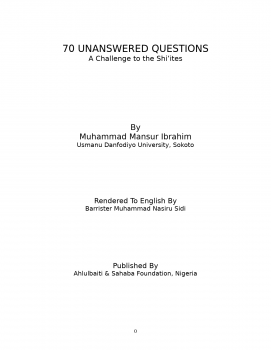 تحميل كتاب 70 UNANSWERED QUESTIONS A CHALLENGE TO THE SHI’ITES PDF مجانا