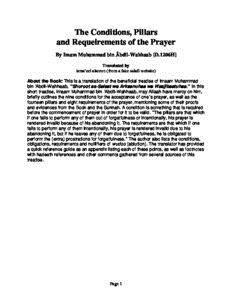 تحميل كتاب CONDITIONS AND PILLARS OF THE PRAYER PDF للمؤلف MUHAMMAD BIN ABDUL WAHHAB مجانا