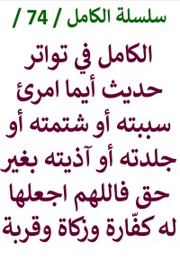 تحميل كتاب الكامل في تواتر حديث أيما امرئ سببتُه أو شتمته فاللهم اجعلها له كفارة وقُربة PDF عامر الحسيني مجانا